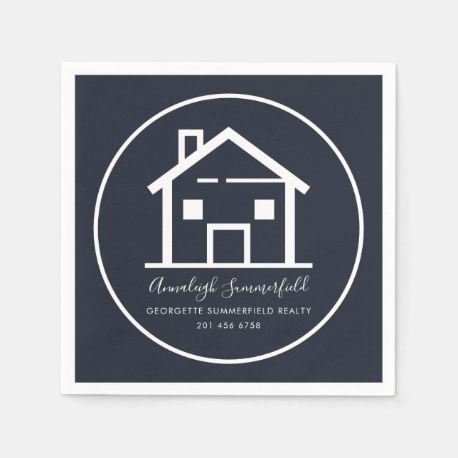 Servilleta De Papel Papel de negocios azul de la Marina Blanca (Anverso)