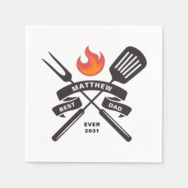 Servilleta De Papel Papel de nombre personalizado del Día del mejor pa (Anverso)