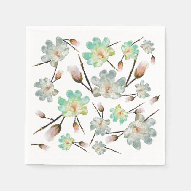 Servilleta De Papel Papel de papel del patrón de magnolia (Anverso)