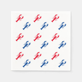 Servilleta De Papel Papel de patrón de langosta azul y blanco de la ra