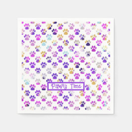 Servilleta De Papel Papel de Pawty de Silueta de Pata de Animal Morado