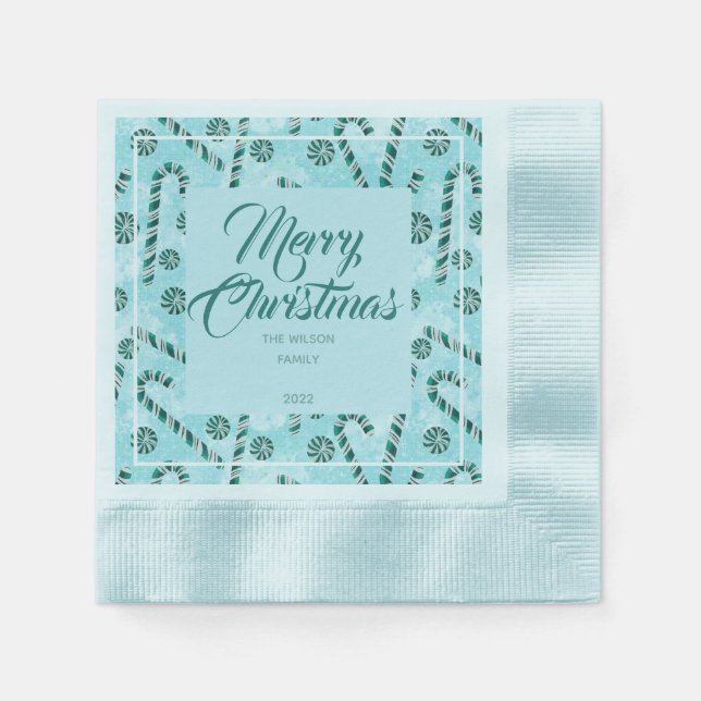 Servilleta De Papel Papel de Pepperminín de Candy Cane (Anverso)