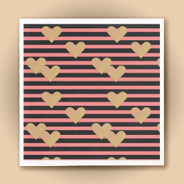 Servilleta De Papel Papel de San Valentín de franjas rosadas y negras