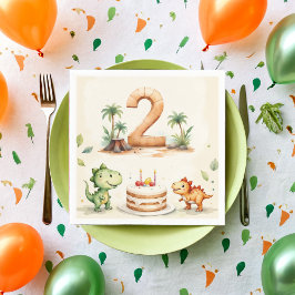 Servilleta De Papel Papel de segundo cumpleaños de dos Rex Dinosaur