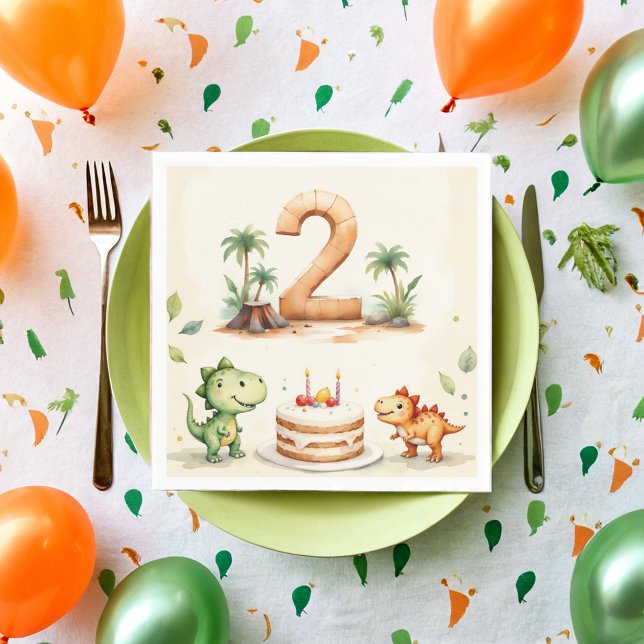 Servilleta De Papel Papel de segundo cumpleaños de dos Rex Dinosaur (Subido por el creador)