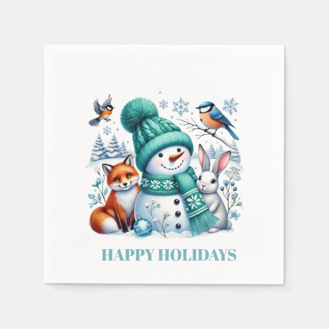 Servilleta De Papel Papel de Snowman y amigos (Anverso)