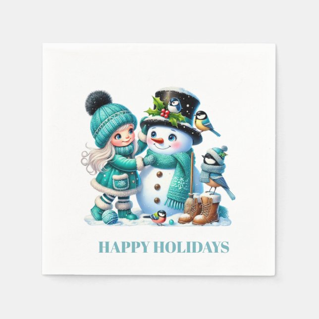 Servilleta De Papel Papel de Snowman y amigos (Anverso)
