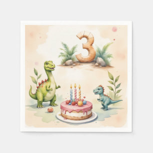 Servilleta De Papel Papel de tercer cumpleaños de dinosaurio trirex