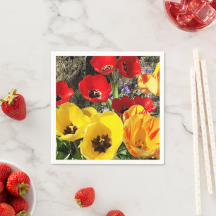Servilleta De Papel Papel de tulipano amarillo y rojo