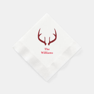 Servilleta De Papel Papel de vacaciones Napkins-Plaid Deer Antlers