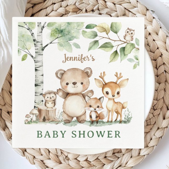 Servilleta De Papel Papel de Woodland Baby Shower Cute Forest Animals (Subido por el creador)