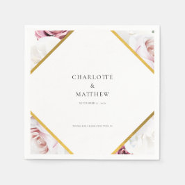 Servilleta De Papel Papel del partido de la boda geométrica floral ros