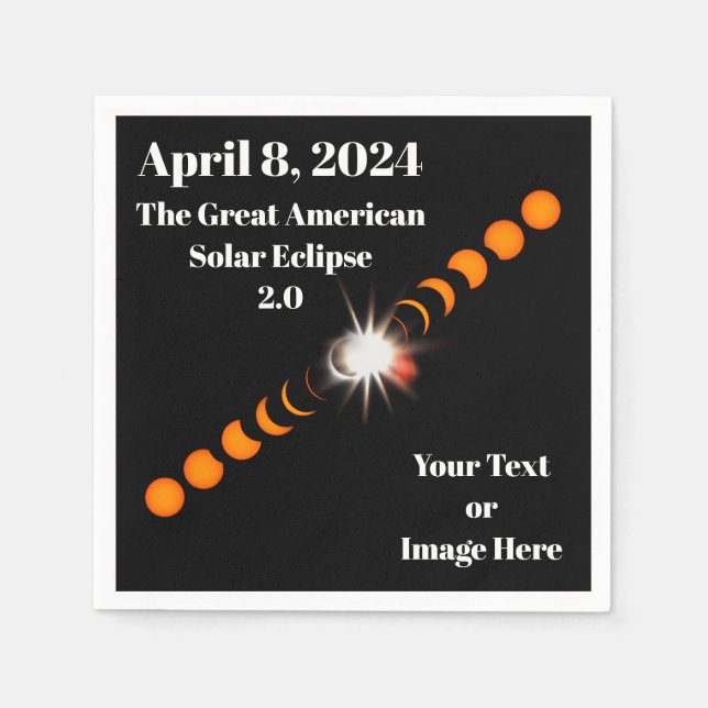 Servilleta De Papel Papel Eclipse Solar Total 2024 (Anverso)