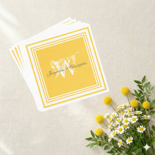 Servilleta De Papel Papel Elegante de Monograma Blanco para Boda de Co
