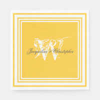 Papel elegante para bodas de monograma amarillo so
