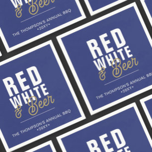 Servilleta De Papel Papel Fiesta rojo blanco y cerveza 4 de julio