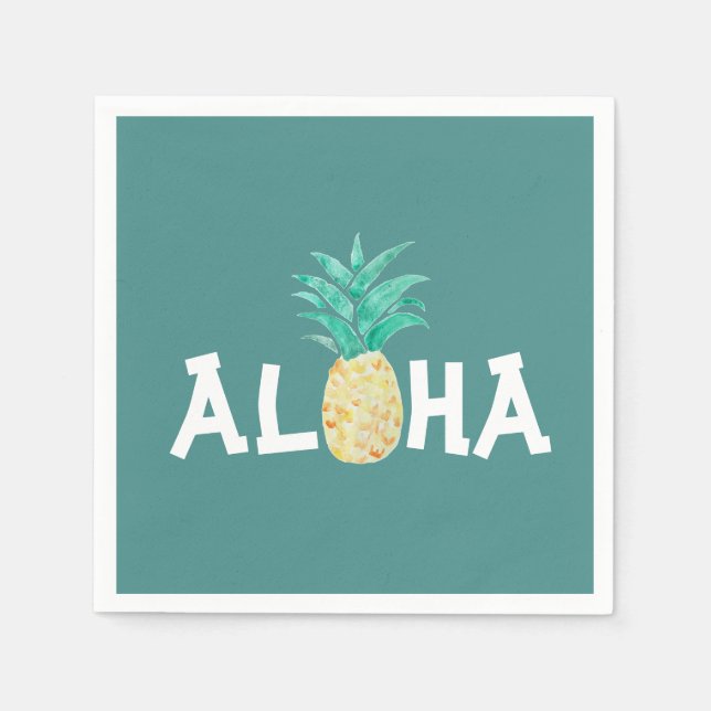 Servilleta De Papel Papel Fiesta tropical de piña Aloha Napkin (Anverso)