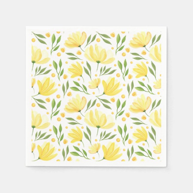 Servilleta De Papel Papel floral amarillo (Anverso)