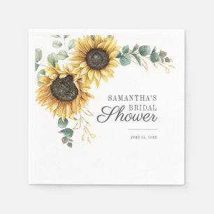 Servilleta De Papel Papel floral de girasol con vegetación de eucalipt