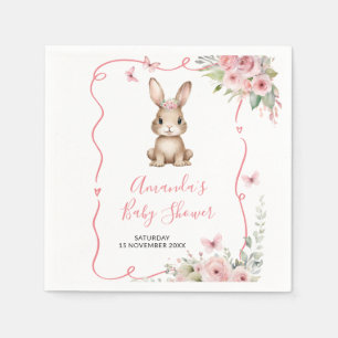 Servilleta De Papel Papel floral rosa para baby shower de niña conejit