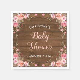 Servilleta De Papel Papel Floral Rústico para Baby Shower de Niña Chic