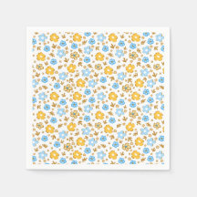 Papel floral vintage azul amarillo