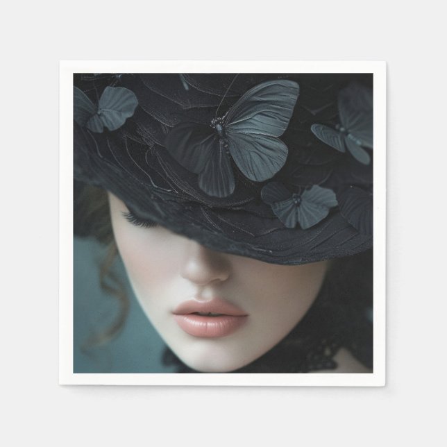 SERVILLETA DE PAPEL PAPEL GORRA NEGRO NAPKIN (Anverso)