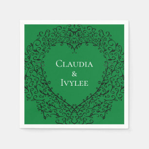 Servilleta De Papel Papel gótico para el corazón Napkin Verde y Negro 