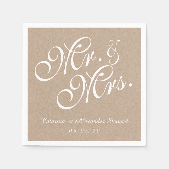 Servilleta De Papel Papel Kraft Sr. y Sra. Boda Paper Napkins (Anverso)