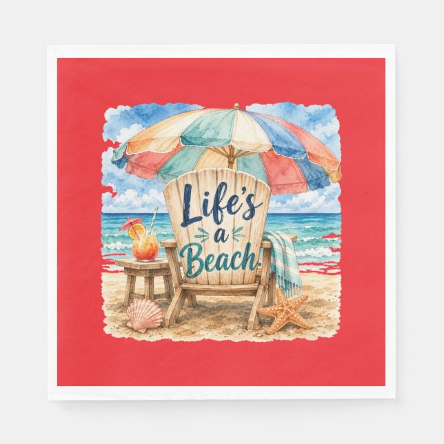 Servilleta De Papel Papel "La Vida Es Una Playa" (Anverso)