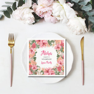 Servilleta De Papel Papel Luau de Hibisco Tropical Aloha de Cumpleaños