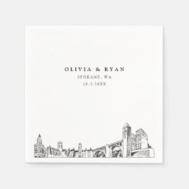 Servilleta De Papel Papel Minimalista de Spokane Boda