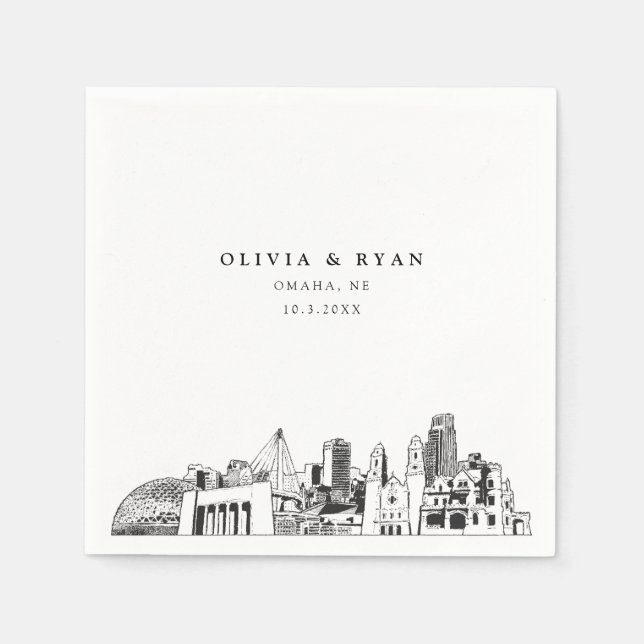 Servilleta De Papel Papel Minimalista del Boda Omaha (Anverso)