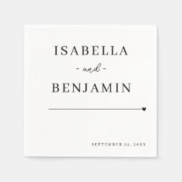 Servilleta De Papel Papel Minimalista moderno de Boda negro y blanco