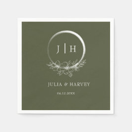 Servilleta De Papel Papel mínimo de Boda verde oliva bohemia