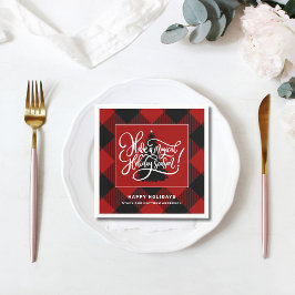 Servilleta De Papel Papel moderno de Navidades de búfalo rojo