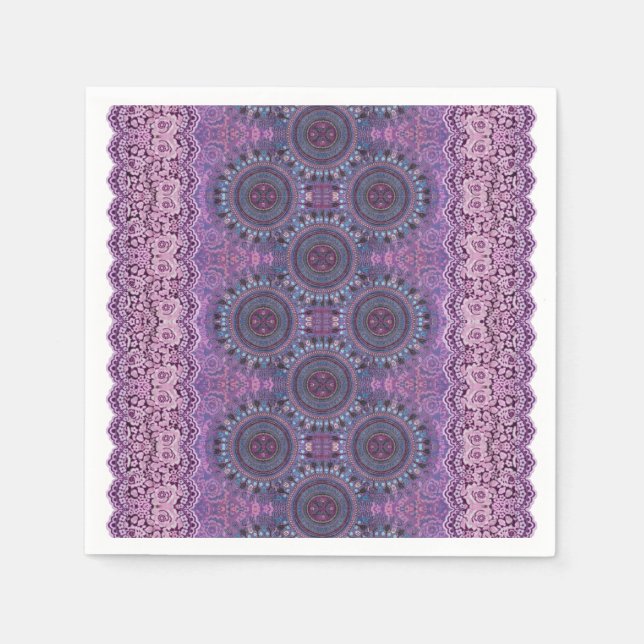 Servilleta De Papel Papel morado estilo boho (Anverso)
