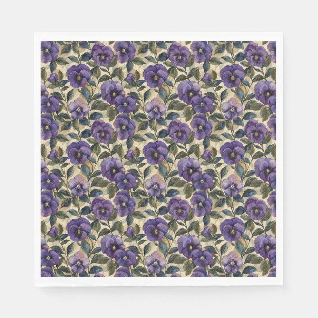 Servilleta De Papel Papel morado Pansy Papel Napkins Fiesta Tableware (Anverso)