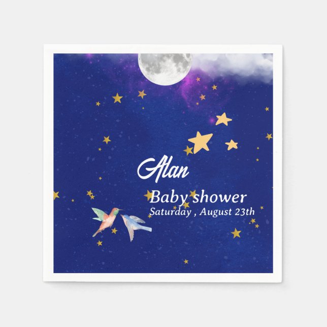 Servilleta De Papel Papel Napkin azul sueños celestiales bebé ducha (Anverso)