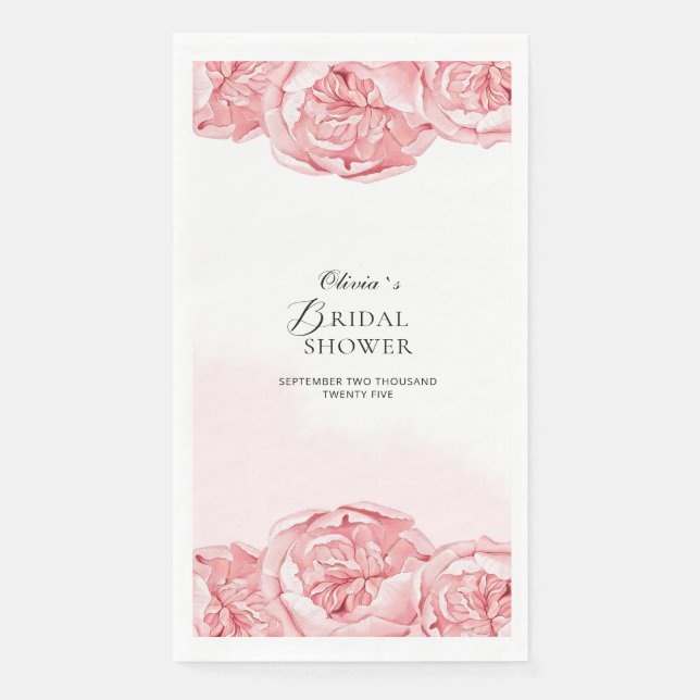 Servilleta De Papel Papel Napkin Bridal Shower Peonies (Anverso)