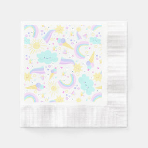 Servilleta De Papel Papel Napkin de 3er cumpleaños con un unicornio gr