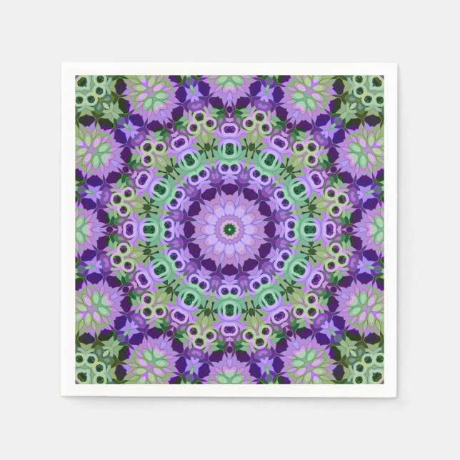 Servilleta De Papel Papel Napkin Mandala patrón redondo caleidoscopio (Anverso)