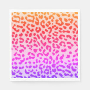 Servilleta De Papel Papel Napkin Neon Leopard Print