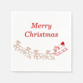 Servilleta De Papel Papel Napkin - Santa y Sleigh (v2)