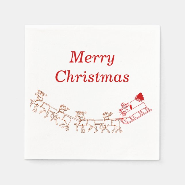 Servilleta De Papel Papel Napkin - Santa y Sleigh (v2) (Anverso)