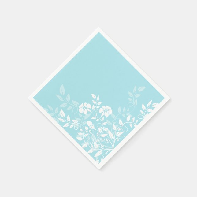 Servilleta De Papel Papel Napkins-Aqua Floral (Borde)