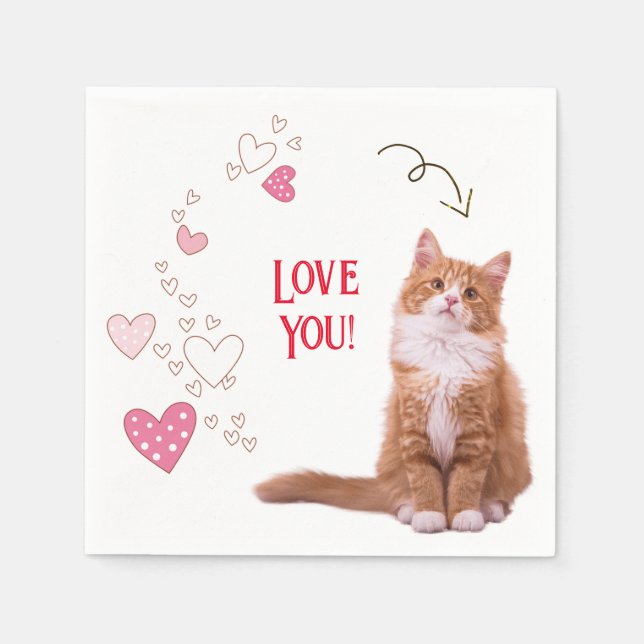 Servilleta De Papel Papel Napkins Cat Love (Anverso)