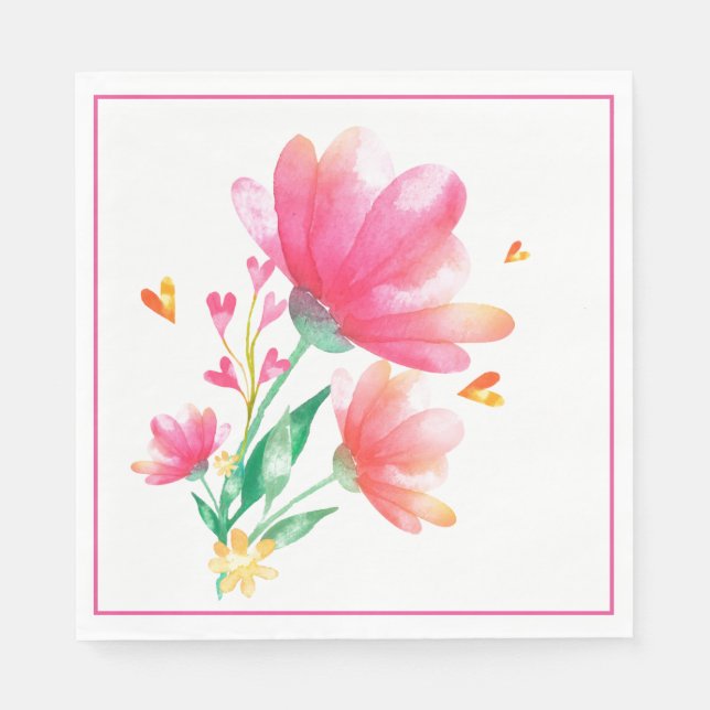 Servilleta De Papel Papel Napkins-Floral rosa (Anverso)