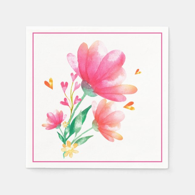 Servilleta De Papel Papel Napkins-Floral rosa (Anverso)