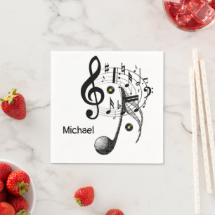 Servilleta De Papel Papel Napkins, notas musicales